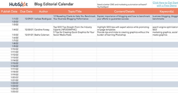 Editorial calendar examples google sheets