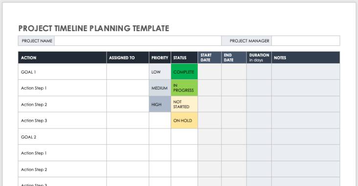 Project Timeline Planning Template