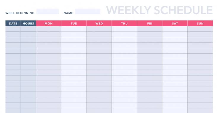 Weekly Project Schedule for PDF and Excel 